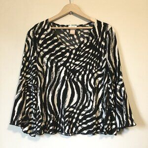 Sassy Zebra Print Bell Sleeve Top